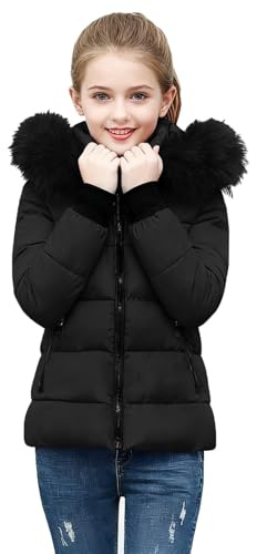 Générique Manteaux Fille Doudoune Enfant Doudoune Epaisse Coat à Capuche Vestes Coupe-Vent Vêtements Décontracté Manteaux Classique Veste Couleur Unie Vetement