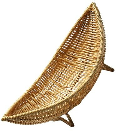 BESPORTBLE Cesta de Almacenamiento Tejida de Ratán Natural en Forma de Barco Cesta para Frutas y Verduras para Guardar Huevos y Snacks Decoración para Cocina y Comedor