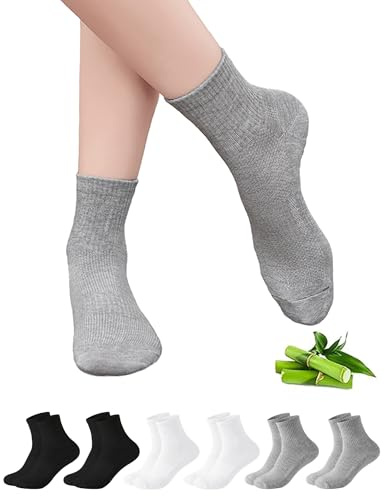 Briyat 6 Paia Calzini Sportivi Donna Bambù Alti | 60% fibra di bambù 37% poliestere 3% spandex, morbidi e assorbenti, per tennis fitness e uso quotidiano