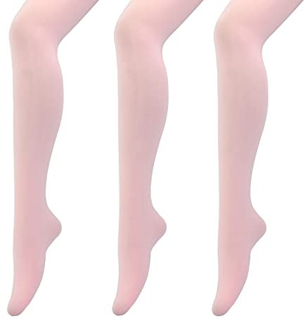 MANZI 3 Paar Frauen Mädchen Basic Cabrio Ballett Tanz Strumpfhosen mit variablem Fuß,Kinder,Erwachsene 40 den, Rosa, X-Large(Adult S/M)