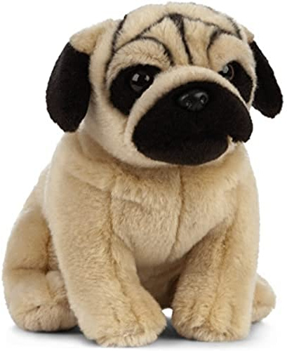 Living Nature Pug, Realistic Soft Cuddly Dog Toy, Naturli Eco-Friendly Plush, 19cm
