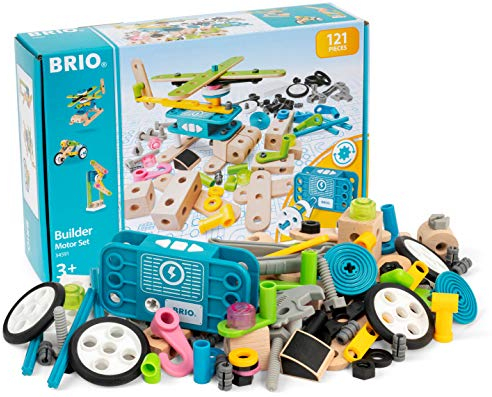 BRIO Builder 34591 Motor-Konstruktionsset 120 TLG. - Set mit Motor zum Konstruieren von Hubschraubern, Autos und beweglichen Objekten Builder Konstruktionssystem - Für Kinder ab 3 Jahren