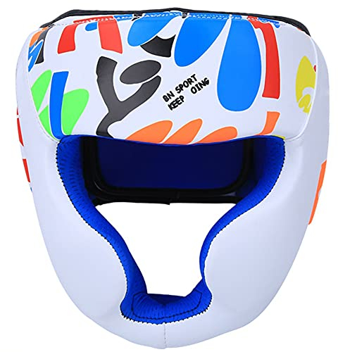 Kinder Boxen Kopfschutz Graffiti Vollgesichtskopfschutz f¨¹r das Boxen Muay Thai MMA Kickboxen Martial Arts Training(Wei?)