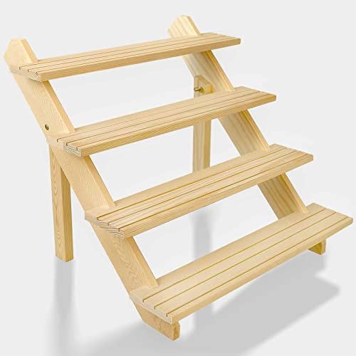 LUBANHAND 4 Steps Display Riser, Earring Display Stands, Showcase Cascading Merchandise Organizer Tray Vendor Display Supplies for Tabletop Shows Solid Wood…