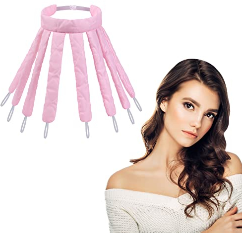 URAQT Heatless Hair Curlers, Octopus Boucle Sans Chaleur Curling Rod Headband, Ensemble de Bigoudis Paresseux, Bandeau Paresseux DIY Outils de Coiffure pour Femmes Filles pour Cheveux Naturels (Rose)