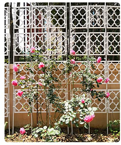 Obélisque De Jardin,Treillis De Jardin Pliable, Pour Plantes Grimpantes, Panneaux De Grille En Treillis De Fer Métallique Soutenant Les,Extérieures Fleur De Vigne,Blanc,85*150cm/33.4*59in