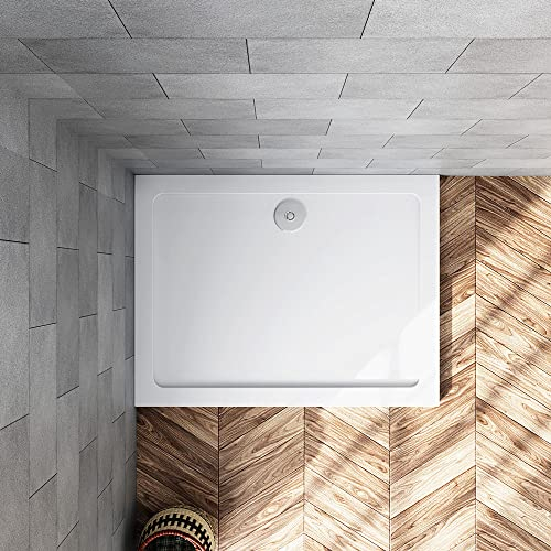 Aica Sanitär Duschtasse 110x70cm Für Walk in Dusche Duschabtrennung Duschkabine,Rechteck,weiß mit Ablaufabdeckung,Ablaufgarnitur,Ablaufschlauch
