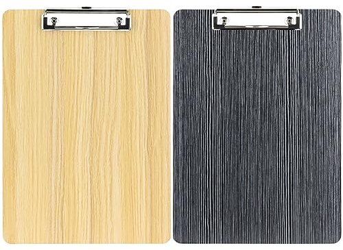 NTGRTY Klemmbrett A4 Holz 2 Stück A4 Klemmbretter Dunkelbraun Schreibbrett Clipboard Zwischenablage für Schule,Zuhause, Büro