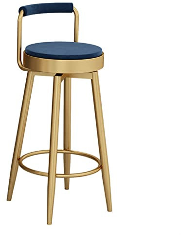 Köksbar Barnstol, Hög Pall Bänkhöjd, Guld Metallstomme, Flanell Klädd Stol, Köksö, Bistro, Frukost Matsal Pall, Höjd: 65 Cm (Färg: Blå) Comfortable anniversary