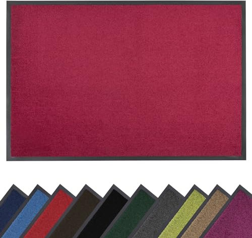 Bravich Barrier Door Mat. Indoor & Outdoor Rubber Backed Floor Mats, Non Slip Dirt Trapper Door Mats. Heavy Duty Machine Washable Door Mats - 90x150cm - Burgundy