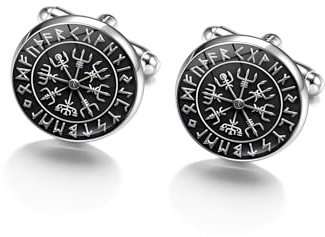 PiercingJak 2PCS Boutons de Manchette Viking Nordique Homme Boutons de Manchette Chemise Mariage Business Commercial Métal Bijoux Cadeau pour Homme Papa Mari Marié Accessoire