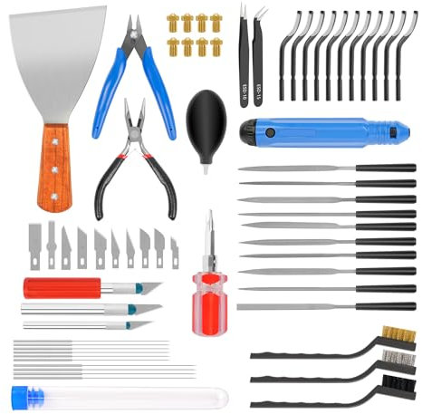 YHANEC 3D Drucker Werkzeug Kit, 66 Pcs 3D Drucker Zubehör, Einschließlich Düsenreinigungsnadeln, Deburring Tool, Art Knife Set, Pinzette, Zange, etc. für 3D Drucker Reinigungsset