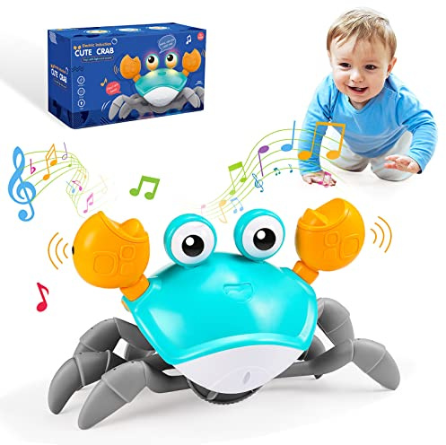 Grriopi Sensory Toys for Babies, Crawling Crab Toy Baby Toys 0-6 6-12 Months Montessori Toys for 1 2 3 Year Old Boys Gifts for 1 2 3 4 Year Old Boy Toys Crab Baby Crawling Toy Kids Birthday Presents