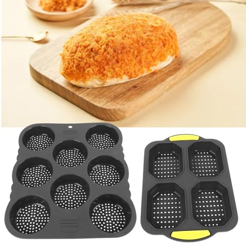 Hztyyier Molde de Silicona para Pan de Hamburguesa de 8 Cavidades Molde de Silicona para de 4 Cavidades Microondas Molde para 8 Hamburguesas Lavavajillas Moldes para de