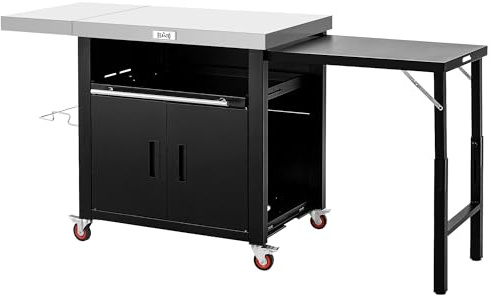 Feasto Outdoor Kitchen Island with Cabinet, 74” x 26” Rolling Grill Table