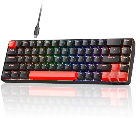 TMKB T68 Tastatura Meccanica Gaming Rapid Trigger con Interruttori Magnetici,Retroilluminazione RGB, Cablata Type-C,Compatta 68 Tasti,Anti-Ghosting,Compatibile con Windows/Mac/Linux,US Layout,Nero