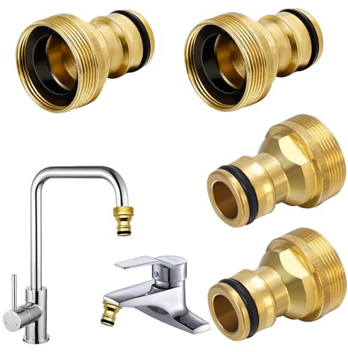 Lot de 4 raccords de robinet universels pour mitigeur, tuyau d'arrosage, adaptateur de tuyau, raccord rapide pour filetage intérieur standard