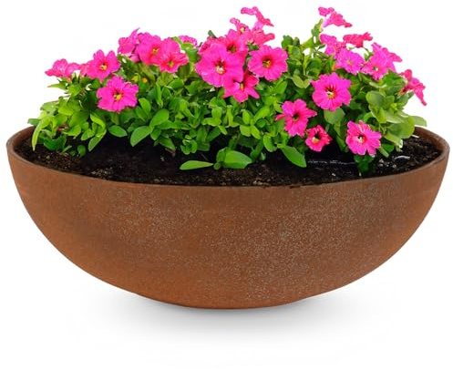 matches21 HOME & HOBBY Plato para plantas de exterior en mármol claro gris 30 x 9 cm como plato de flores resistente a la intemperie