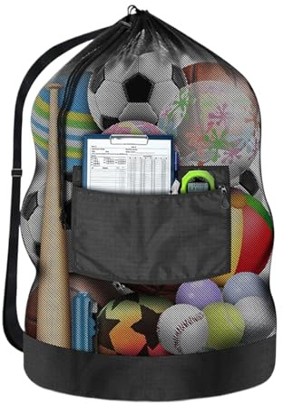 Sac de football, grande capacité, avec cordon de serrage, 100 x 75 cm, accessoires de loisirs de plein air pour tissu, plage, football, école, pique-nique, volley-ball et parc