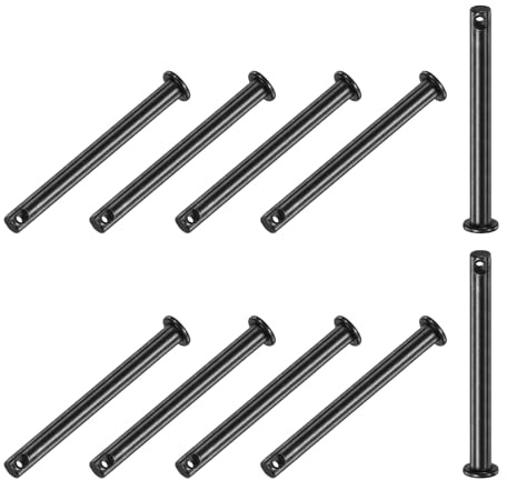 M METERXITY Confezione da 10 perni a foro, M6 x 60 mm, a testa piatta, in acciaio al carbonio, per collegamento meccanico/parti fisse/sartiame navale, perno per cerniera di collegamento riutilizzabile