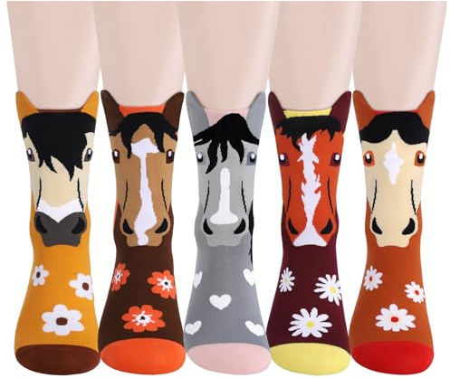Horse Socks for Women & Teen Girls Ladies - Funny Cute Unique Birthday Valentines Easter Fun Gifts for Girlfriend Mom Animal Cotton Socks -Gifts Ideas for Horse Lovers Christmas Stocking Fillers