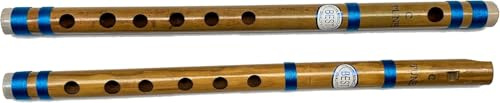 Fipple and Transverse Flute Set Beginners to Professional Indian Bamboo Flute Concert Natural Scale C 13 inches Indian Bamboo Bansuri Vansali Fipple and Transverse Set