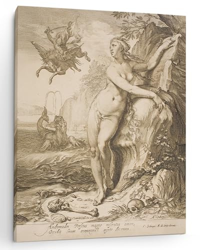 Panorama Cuadros Decoración Salón Modernos - Andromeda de Hendrick Goltzius 60x90 cm - Bastidor de Madera - Lienzos Decorativos para colgar en Pared de Dormitorios