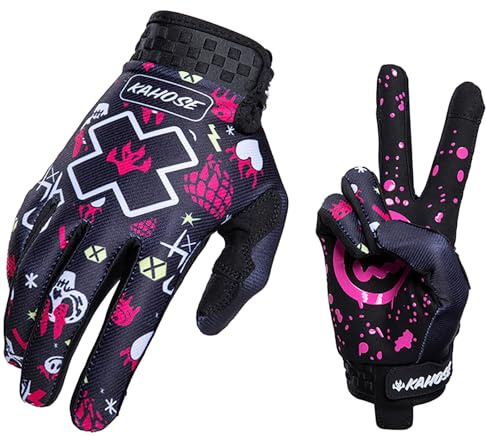 Fast passion Guantes ligeros de motocicleta para hombres y mujeres, no deslizantes, para pantalla táctil, para verano, transpirables, para motocross, informal, simulación de ciclismo (rosa negro, S)