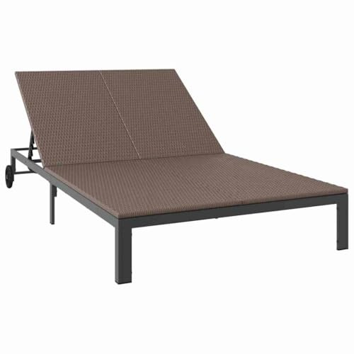 Makastle Transat Double en Polyrotin 206 x 115 x 75 cm Marron, Assemblage Requis, Hauteur d'Assise 27,5 cm, Capacité 100 kg, 2 Personnes, 21,55 kg