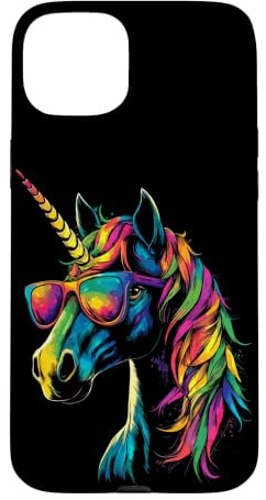 Licorne Coloré Arc-en-Ciel Cavalière Chevaux Équitation Coque pour iPhone 15 Plus
