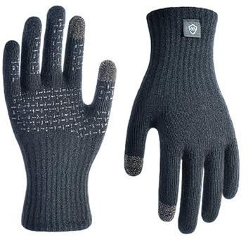 DexShell Waterproof Knit Gloves, Wet-Grip Touchscreen, Black, Unisex Large