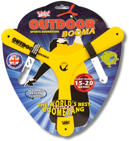 Wicked WKOUT-Y Outdoor Booma | The World's Best Returning Sports Bumerang | Advanced Tri-Blade Design for Stable, Accurate Return Flight | Yellow, gelb