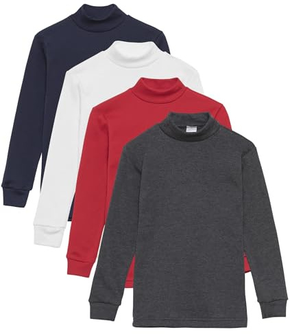 Camiseta termica Interior niño Cuello Medio Alto Semi Cisne niño Manga Larga Colores Lisos (Pack Multicolor B, 6 años)