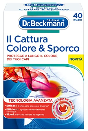 Dr. Beckmann Cattura Colore & Sporco Tecnologia Avanzata | Per proteggere a lungo i colori del bucato | Con molecole che catturano colori e microfibre | 40 foglietti