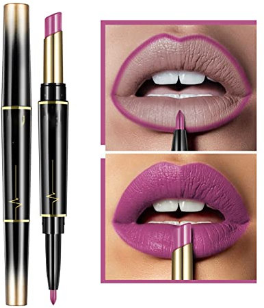XIRUJNFD Set de Lápiz Labial y Delineador de Larga Duración, 16 Colores, Doble Punta, Mate y a Prueba de Agua 24 Horas (#14)