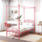 ARFARLY Himmelbett Bettgestell Doppelbett Metallbett Bettrahmen Lattenrost Schlafzimmerbett Schlafzimmermöbel Ehebett Rosa 90x200cm
