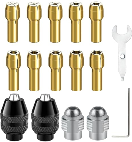 16 Stück Spannzangen, Multi-size Bohrfutter Set, Messing 4486 Bohrfutter, Metallmutter, Zubehörsatz für Multifunktionswerkzeug, für Leichtes Zubehör, Hochgeschwindigkeitsbohrer