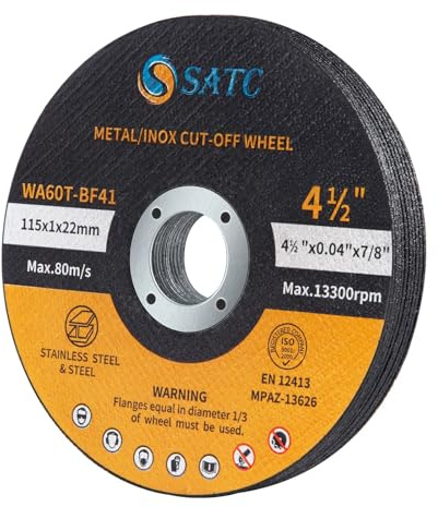 SATC 115mm Cutting Discs 10-Piece Durable Angle Grinder Discs Ultra Thin 1mm for Fast & Precise Cutting of Steel, Iron, Aluminum, & Ferrous Metals
