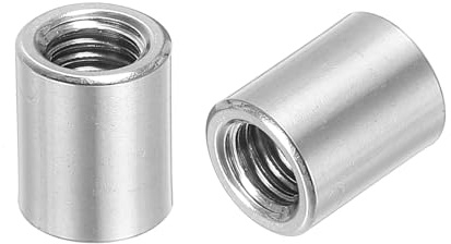 sourcing map 6Pcs M8 Round Connector Nuts, 15mm/0.6 Length, M8x15x12mm | 304 Stainless Steel Coupling Nut, Sleeve Rod Bar Stud Nut for Bracket