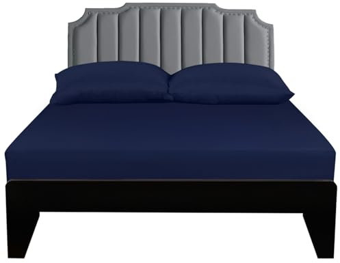 Lirex Spannbettlaken, 160 x 200 cm, 100% Baumwolle 300 Fadenzahl Weiches Atmungsaktives Spannbettlaken, Dunkelblau