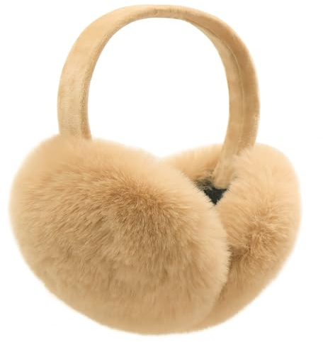 LCXSHYE Winter Ear muffs Faux Fur Warm Earmuffs Cute Foldable Outdoor Ear Warmers For Women Girls (Deep Khaki)