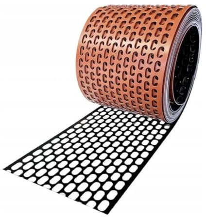 60lfm Aluminium Traufgitter Ziegelrot/Schwarz beidseitig lackiert ALU Vogelschutzgitter Schutzgitter Lüftungsgitter Lüftungsband (80,0mm breit)