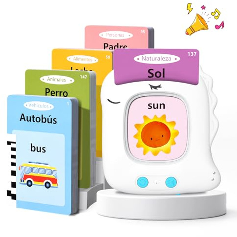 Tarjetas Flash Parlantes Español Juguetes Educativos Niños 3+ Años(Blanco)