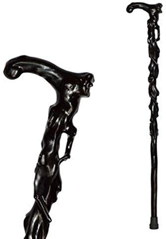 ZJFHEYUO Canne en Bois, béquilles, Canne gravée en Racine de séquoia, Canne pour Personnes âgées, Cadeau d'anniversaire, Gris-Brun