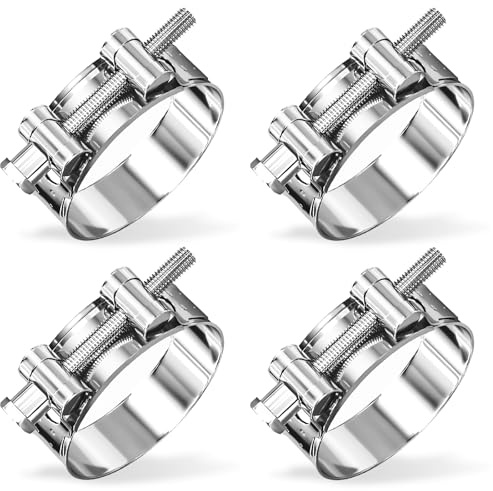 Jyvex 4 Stück Gelenkbolzenschelle Edelstahl 304 für Rohre 52-55mm, Schlauchschellen Pool Edelstahl Spannbackenschelle Universell für Auspuffrohr, Auspuffschelle Gelenkbolzenschellen für Schellen