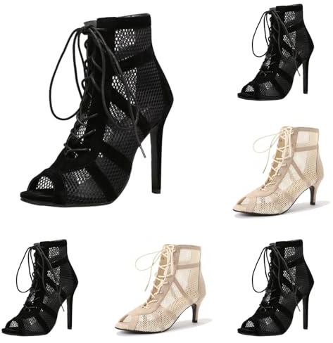 Stivali da Ballo Latino Americano Donna con Punta Aperta Salsa Bachata Scarpe da Ballo da Sala Tango Valzer Moderno Stivaletti da Ballo Stivali Tacchi a Spillo Donna
