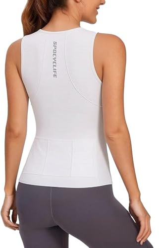 spocyclife Maillot de Cyclisme sans Manches Femme, Maillot de Vélo Respirant de Course, Maillot de VTT, Maillot de Sport pour Femme avec 3 Poches, Débardeur pour Femme