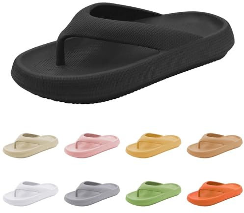 szvbofueck Tongs pour femme - Semelle épaisse - Chaussures de bain souples - Sandales nuages - Séparateurs d'orteils - Antidérapantes - Pour l'été - Séchage rapide - Sandales de plage légères