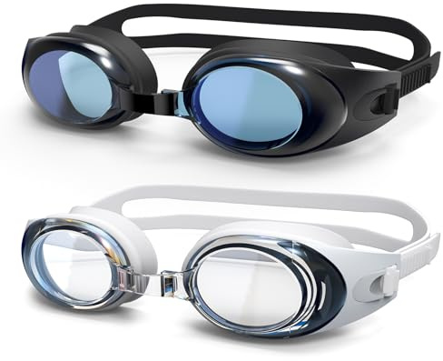 LOEO Kids Swim Goggles, 2 Pack Swimming Goggles for 8-15 Children Teenager, Quick Adjust Strap, Anti Fog, UV Protection, Waterproof