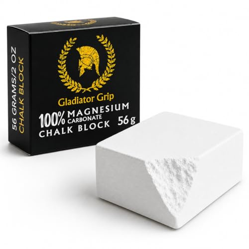Gladiator Grip Gym Chalk Block 56g of 100% Magnesium Carbonate Chalk for Gym, Weightlifting & Climbing | Premium Lifting Chalk, Gymnastics Chalk for Pole Grip & CrossFit Dry Grip